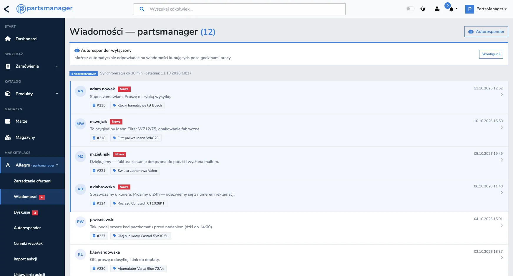 PartsManager — centrum wiadomości Allegro
